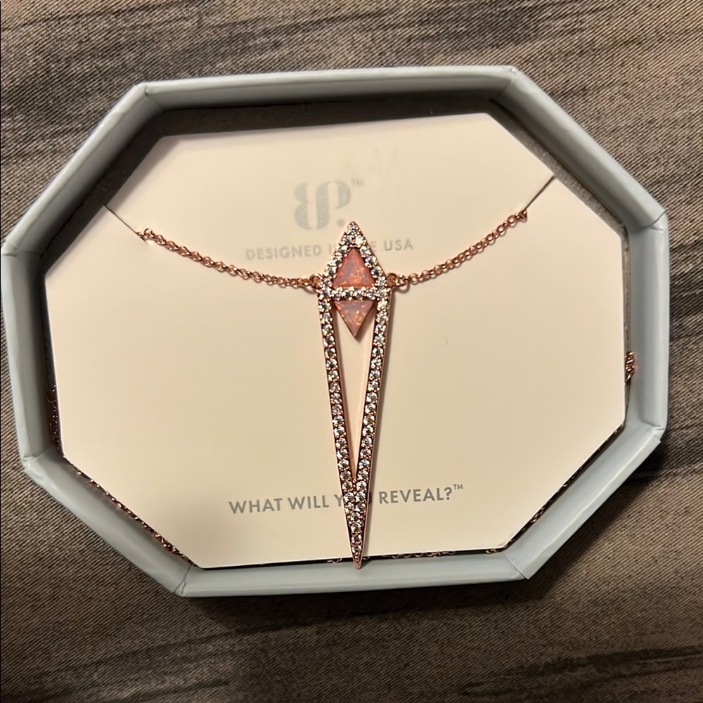 BP Pink V-Shaped Necklace with Pendant
